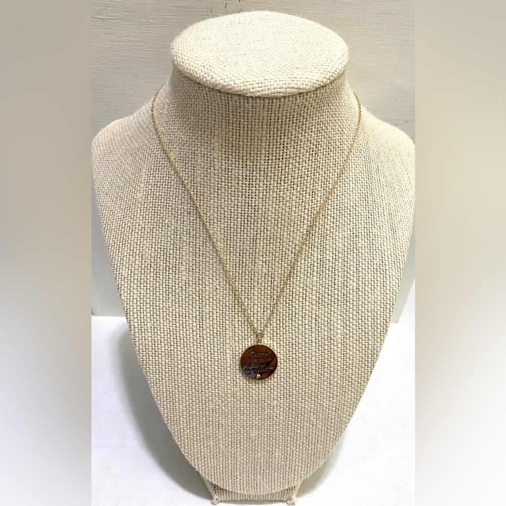 Silver Round Disc Charm Chain Necklace Always on my Mind Fall Preppy Cottagecore - Picture 11 of 13